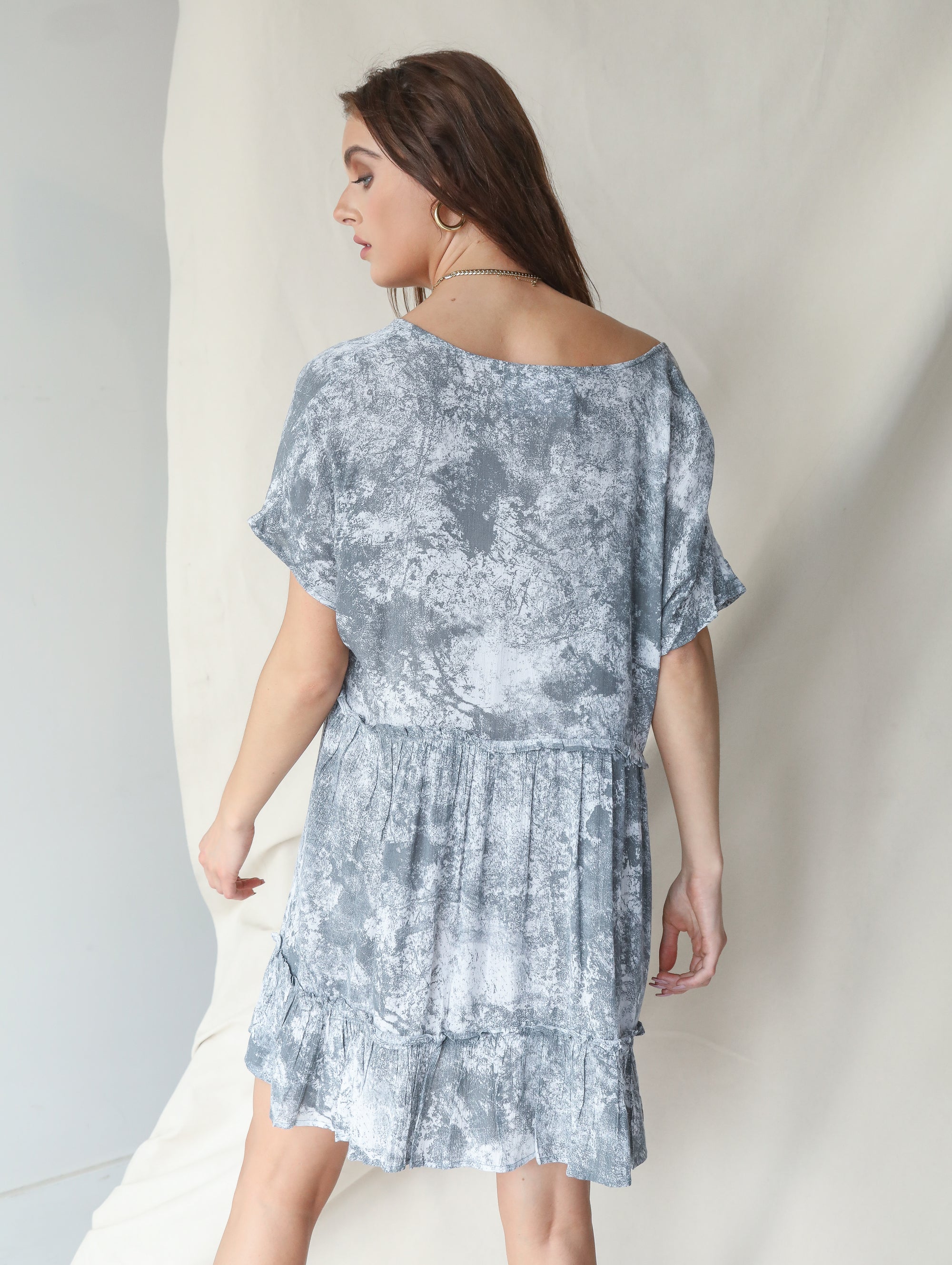 Grey Muted Patterned Grunge Dress