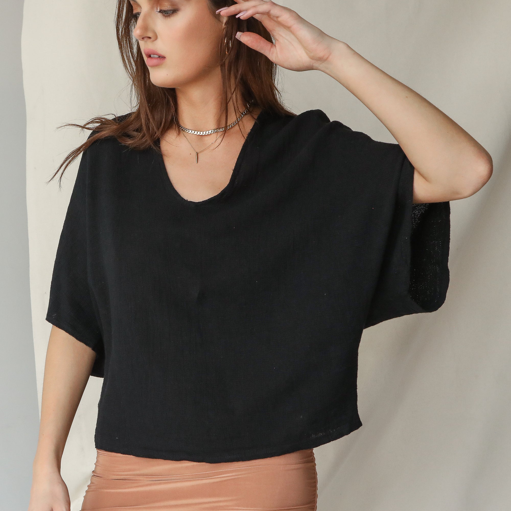 Italian Linen Blouse in Black