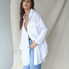 Cream Oversized Button Up Top In Cotton Gauze