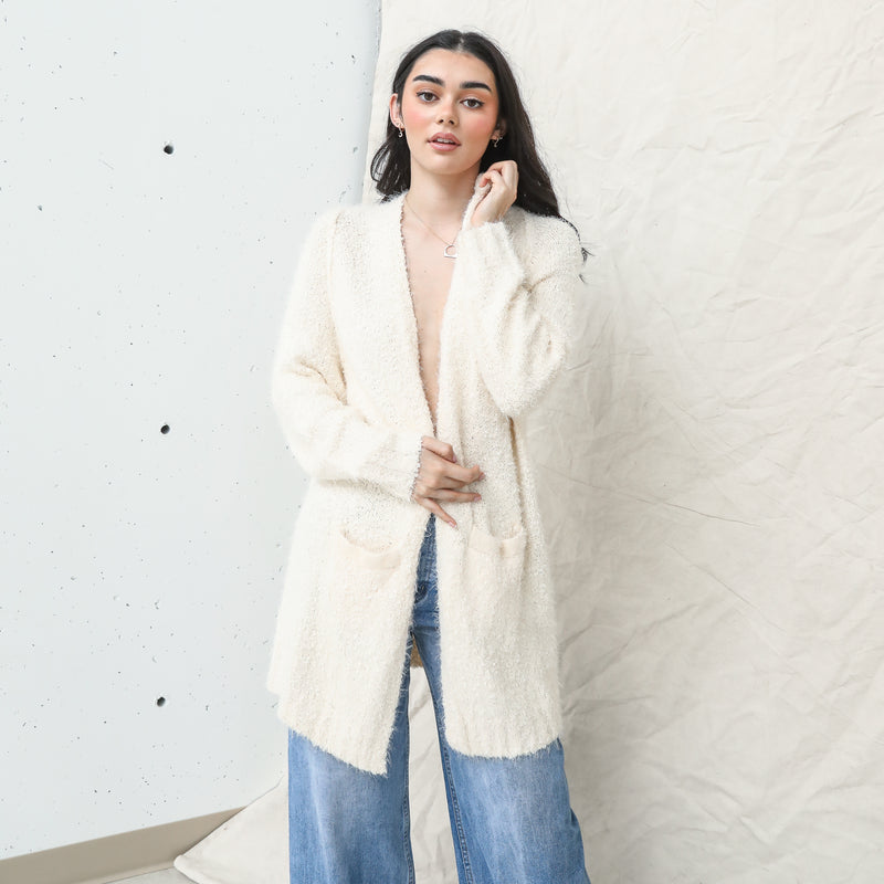 Fuzzy Soft Cream Cardigan