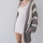 Dusty Grape Two Tone Texture Cardigan