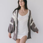 Dusty Grape Two Tone Texture Cardigan