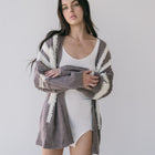 Dusty Grape Two Tone Texture Cardigan