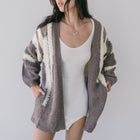 Dusty Grape Two Tone Texture Cardigan