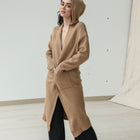 Hooded Maxi Cardigan in Camel