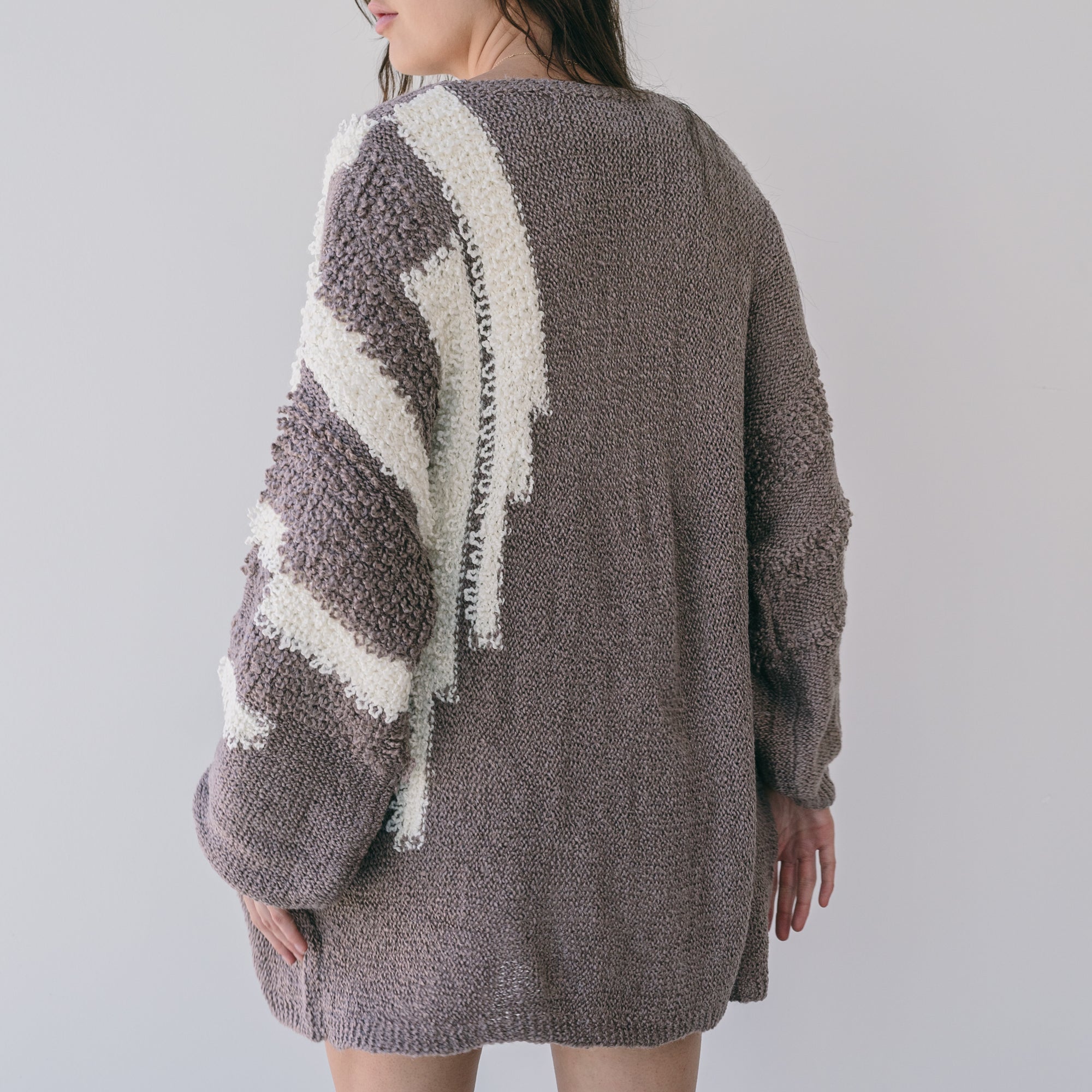 Dusty Grape Two Tone Texture Cardigan