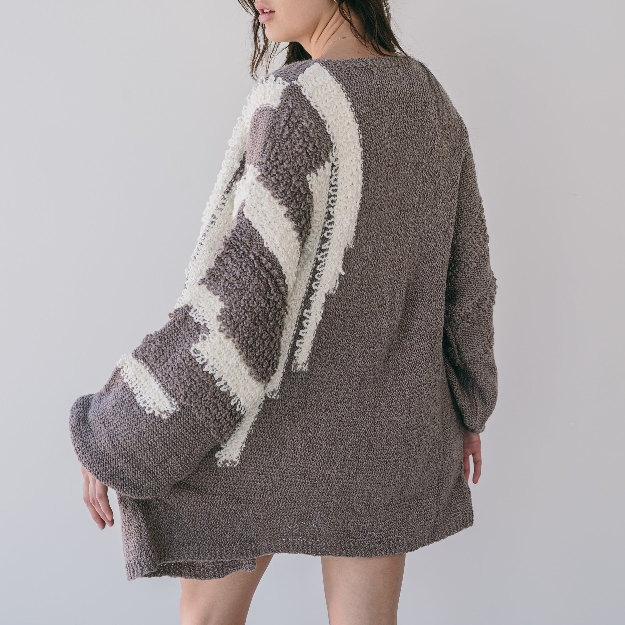 Dusty Grape Two Tone Texture Cardigan