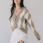 Button-Up Sweater/Cardigan With Cloud Pattern