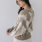 Button-Up Sweater/Cardigan With Cloud Pattern