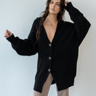 Black Cotton Batwing Oversized Cardigan