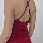 Goddess Drape Dress In Burgundy Nylon