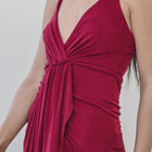 Goddess Drape Dress In Burgundy Nylon