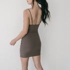 Cowl Neck Short Dress With Adjustable Straps Stretchy