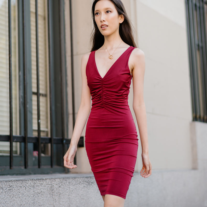 Last One - Soft Nylon Double Layered Ruched Bust Dress