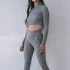 Sweater Two Piece Long Sleeve Crop And Legging Sets