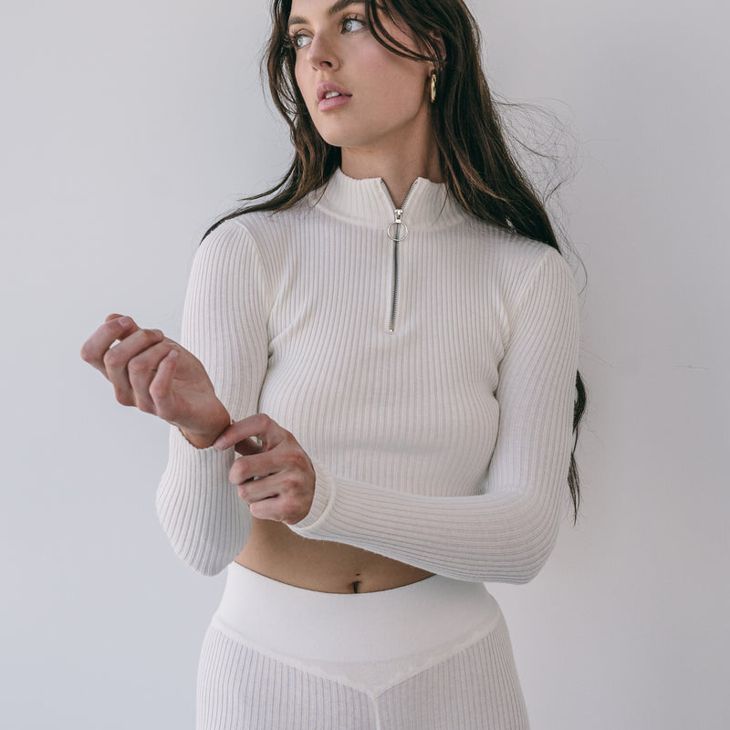 Sweater Two Piece Long Sleeve Crop And Legging Sets