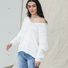 Last One - Boucle Oversized Knit Sweater in White