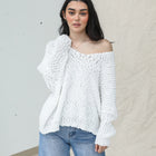 Last One - Boucle Oversized Knit Sweater in White