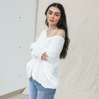 Last One - Boucle Oversized Knit Sweater in White