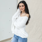 Last One - Boucle Oversized Knit Sweater in White