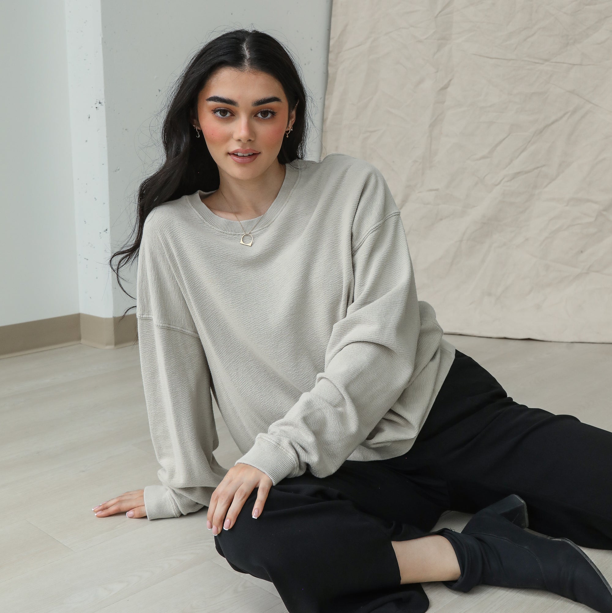 Cotton Sweatshirt in Boyfriend Fit