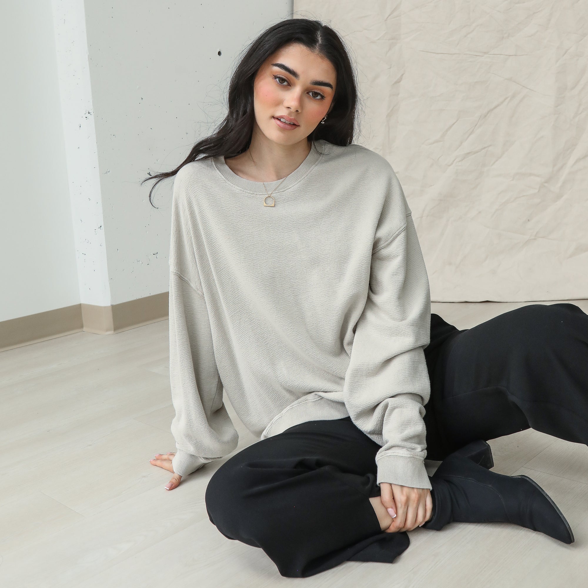 Cotton Sweatshirt in Boyfriend Fit