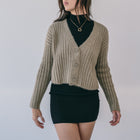 Fuzzy Button-Up Sweater In Bronze