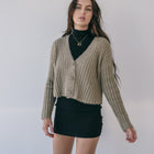 Fuzzy Button-Up Sweater In Bronze