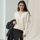 Almost Gone - Cream Cable Button Up Sweater/Cardigan