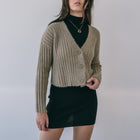 Fuzzy Button-Up Sweater In Bronze