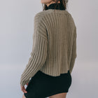 Fuzzy Button-Up Sweater In Bronze