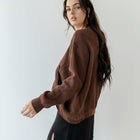 Folded Drape Front Sweater in Coco