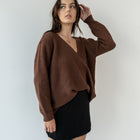 Folded Drape Front Sweater in Coco