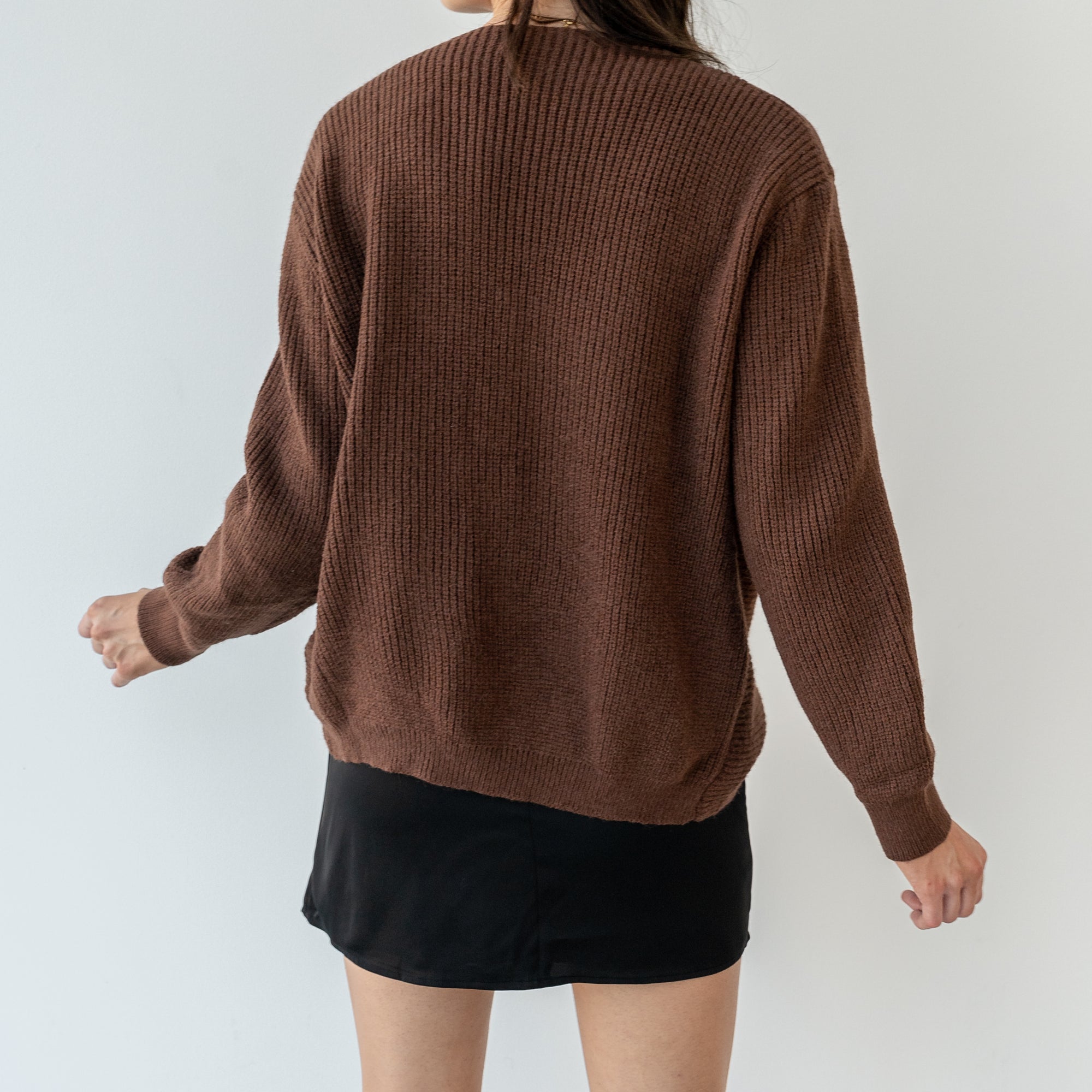 Folded Drape Front Sweater in Coco