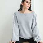 Last One - Heavy Ribbed Knit Sweater In Tunic Length in Grey Blue