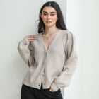 Almost Gone - Pleated Shoulder Button-Up Sweater/Cardigan