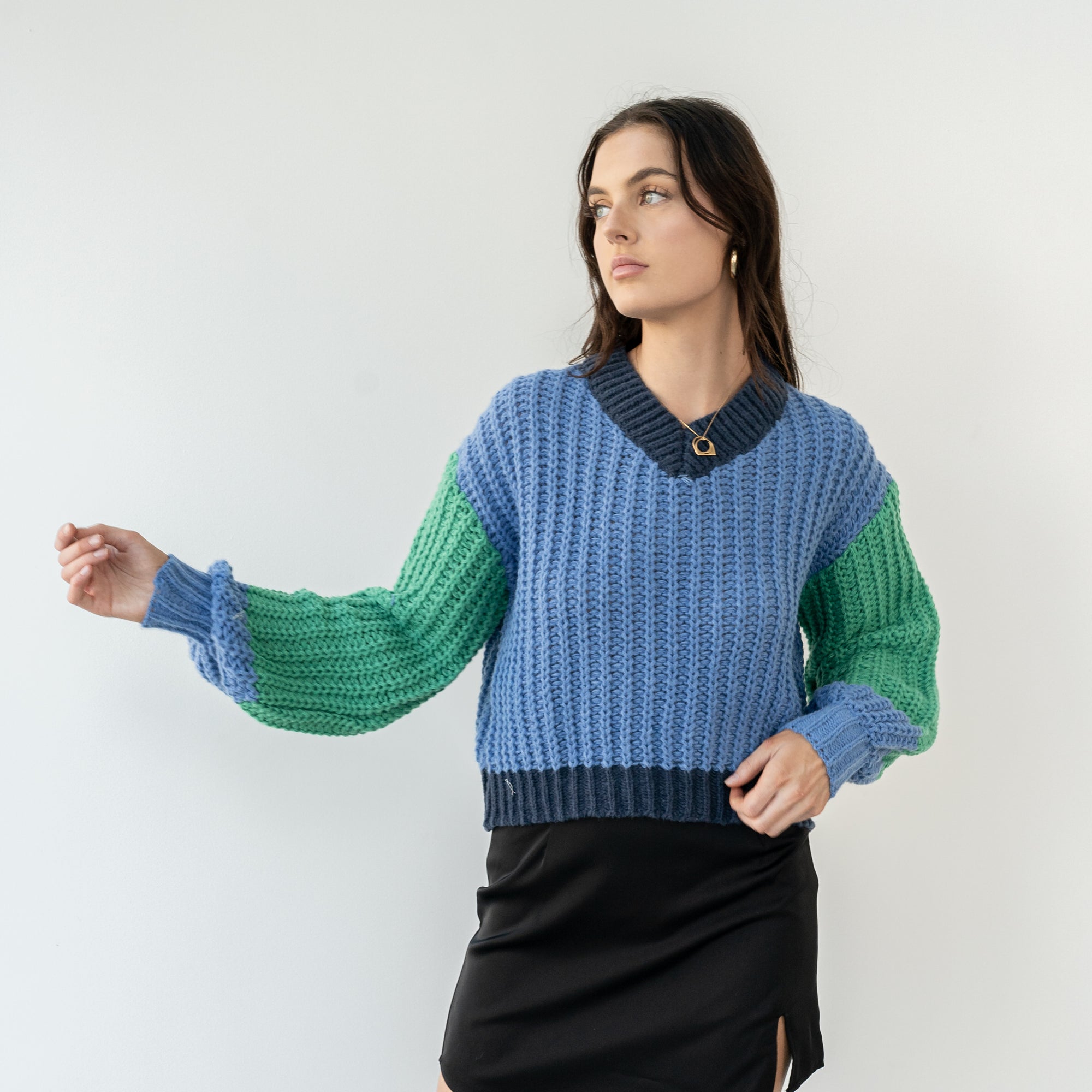 Green/Glue Heavy 2-Tone Sweater