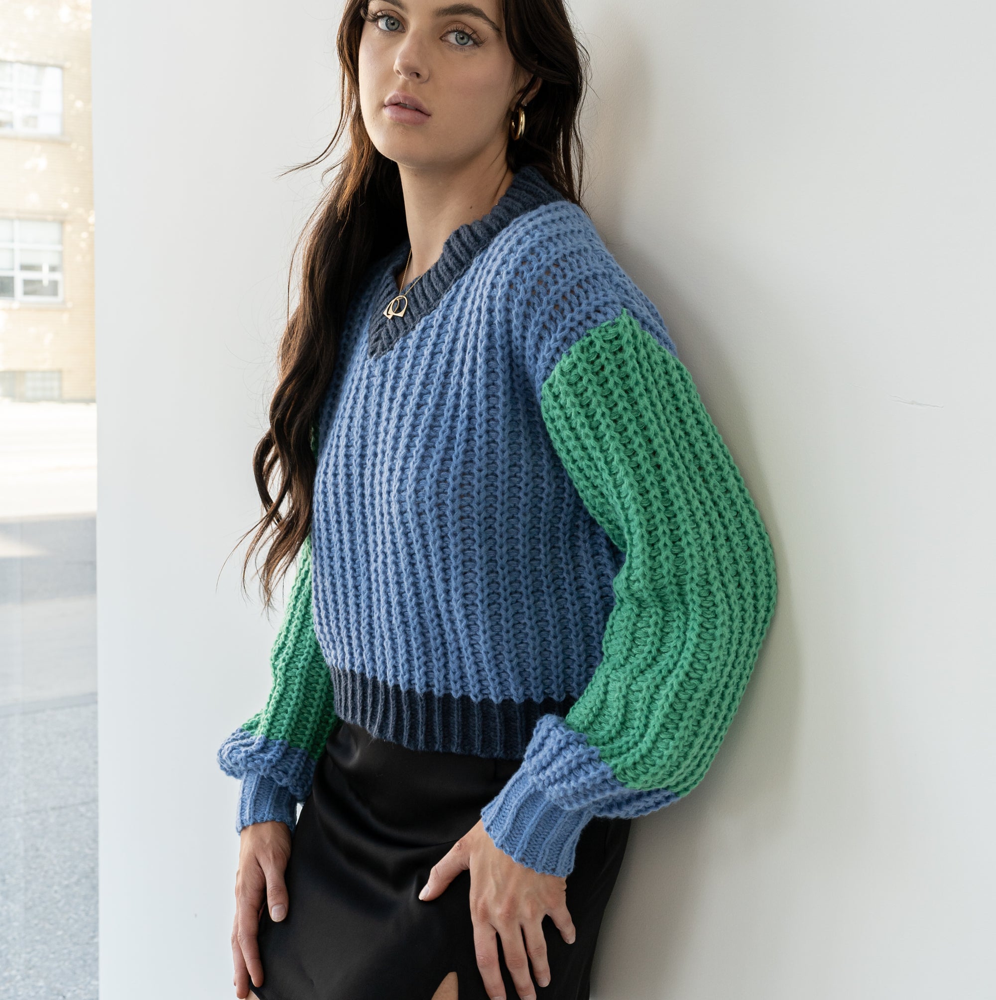 Green/Glue Heavy 2-Tone Sweater