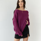 Heavy Ribbed Knit Sweater In Tunic Length in Magenta