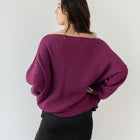 Heavy Ribbed Knit Sweater In Tunic Length in Magenta