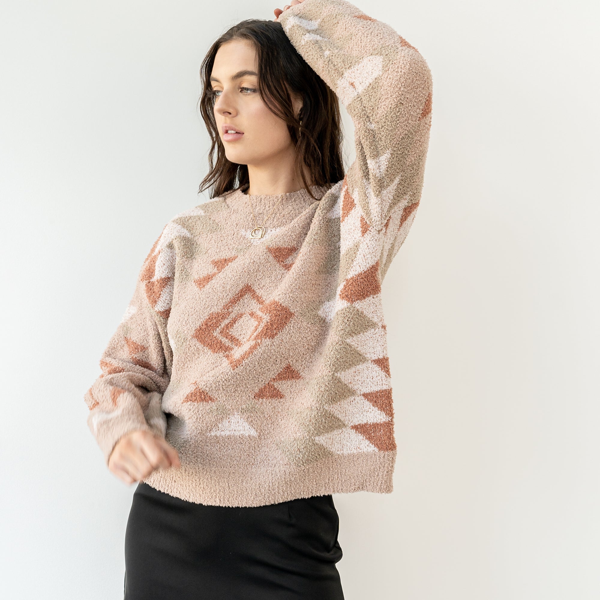 Taupe Patterned 'Cabin' Sweater In Soft Knit