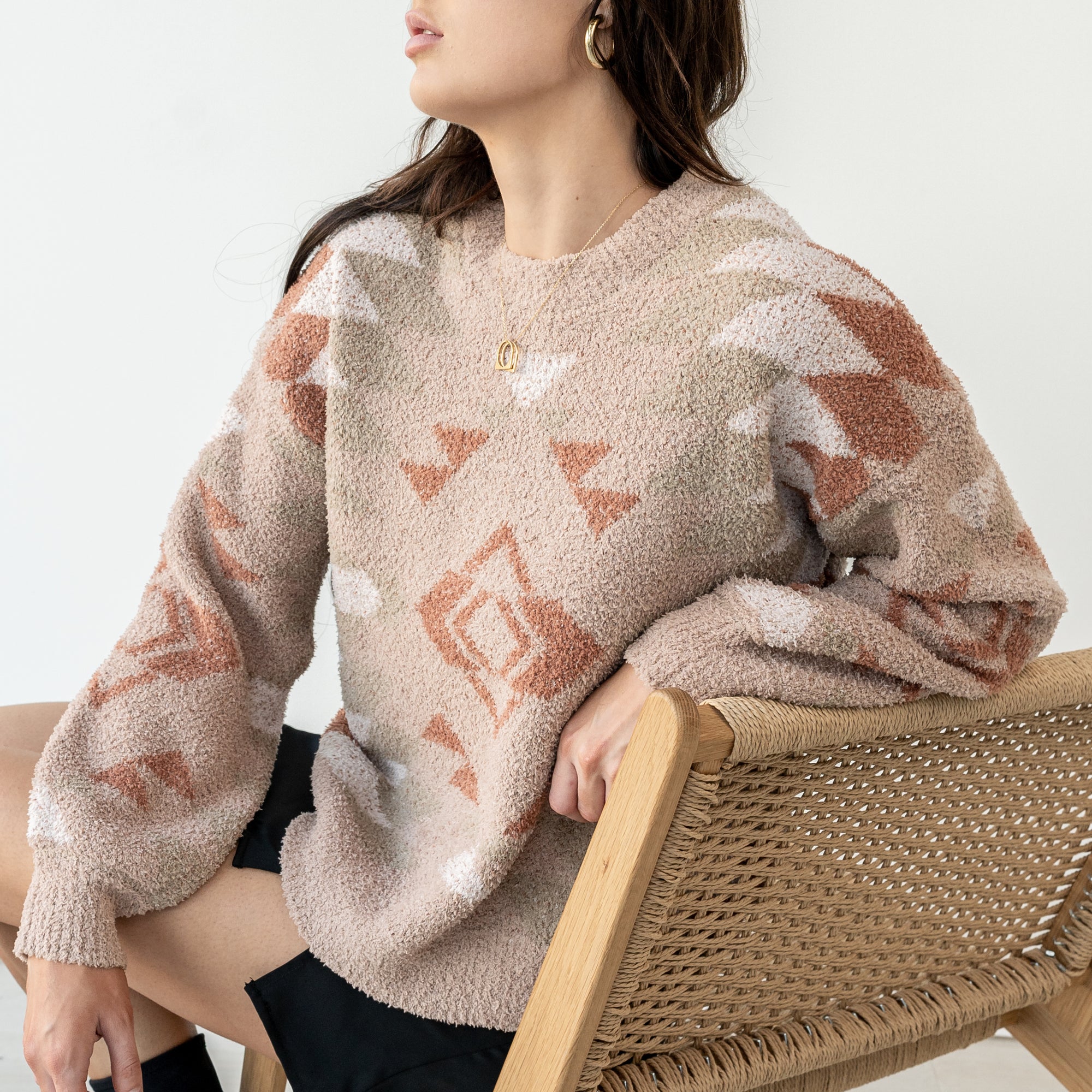 Taupe Patterned 'Cabin' Sweater In Soft Knit