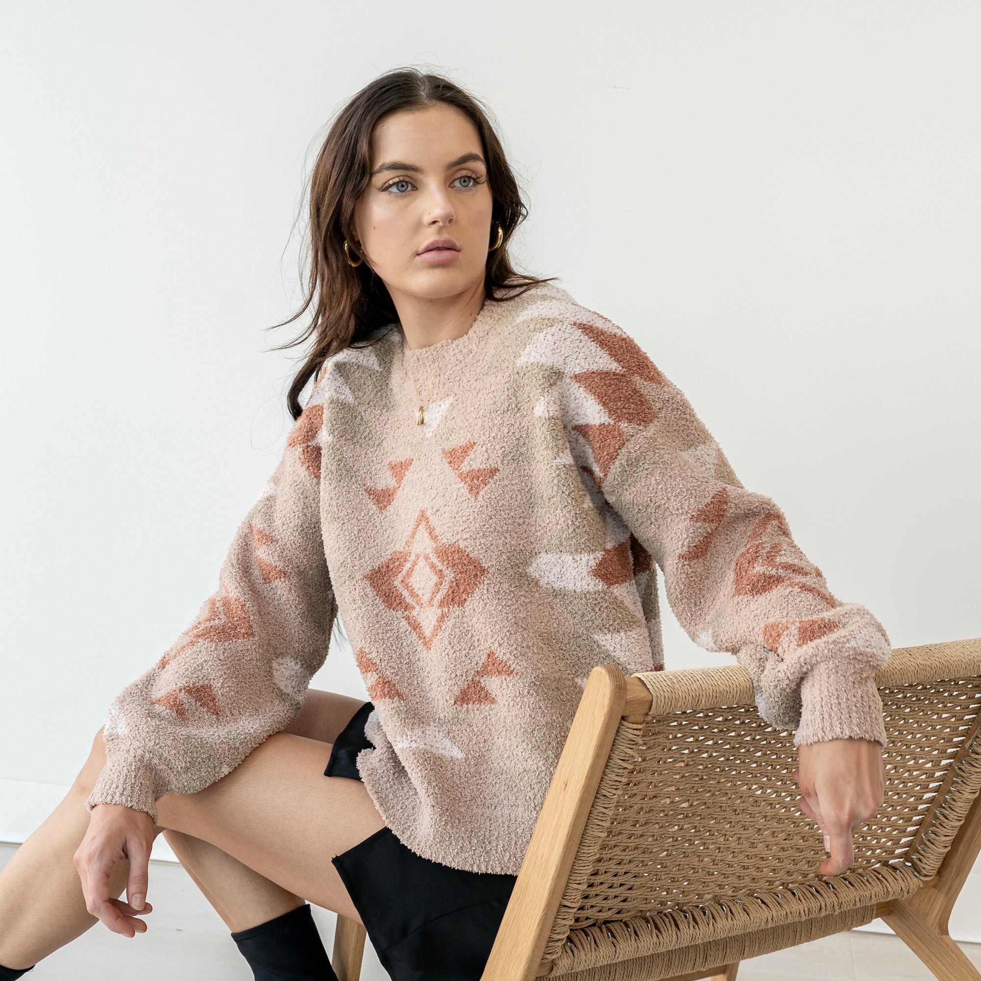 Taupe Patterned 'Cabin' Sweater In Soft Knit