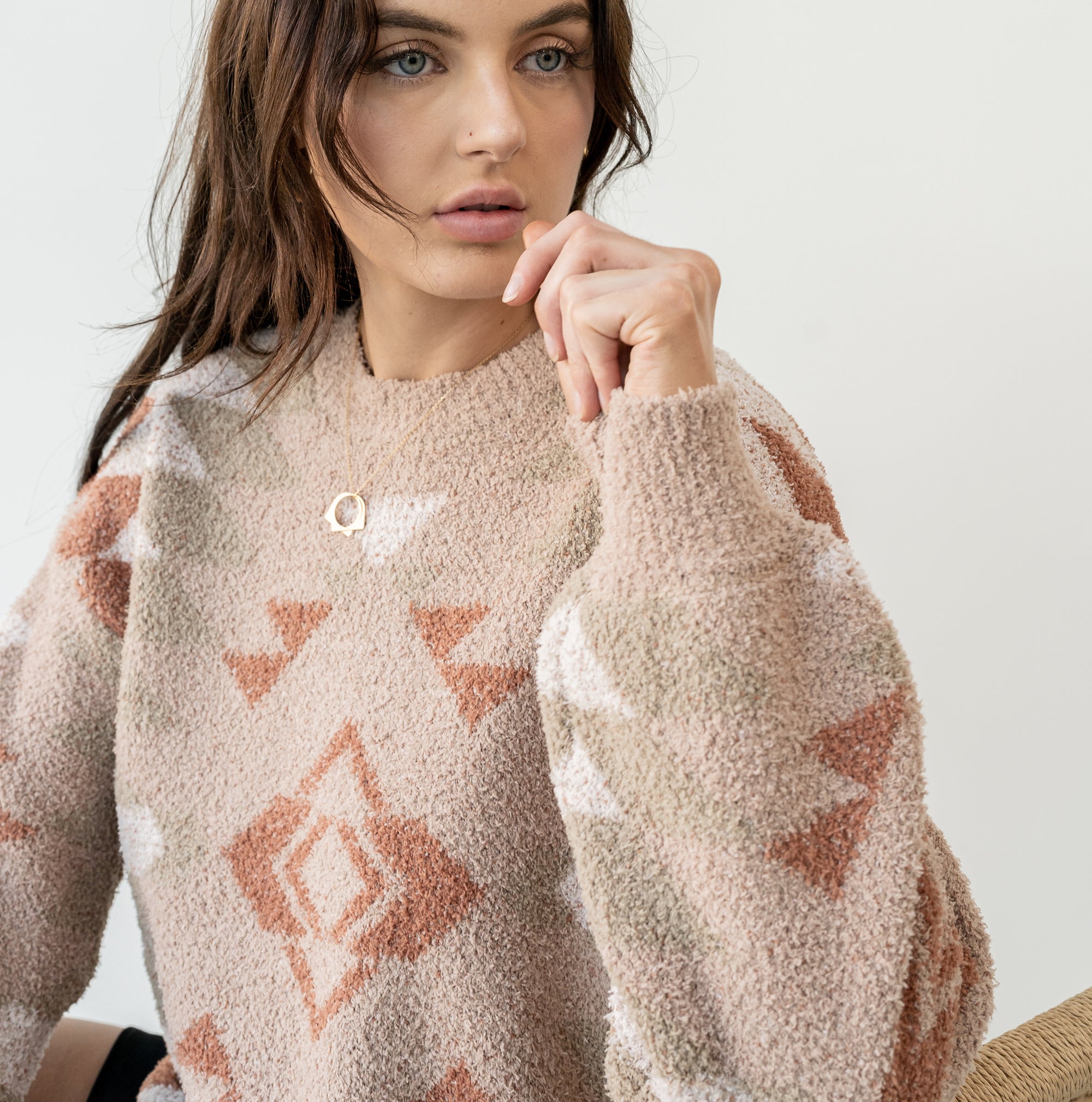 Taupe Patterned 'Cabin' Sweater In Soft Knit