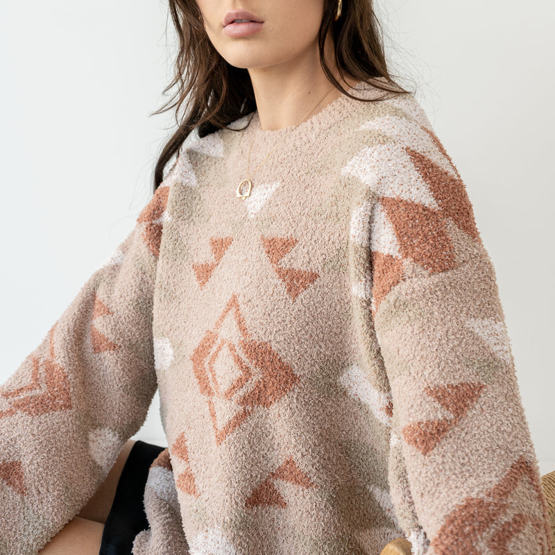 Taupe Patterned 'Cabin' Sweater In Soft Knit