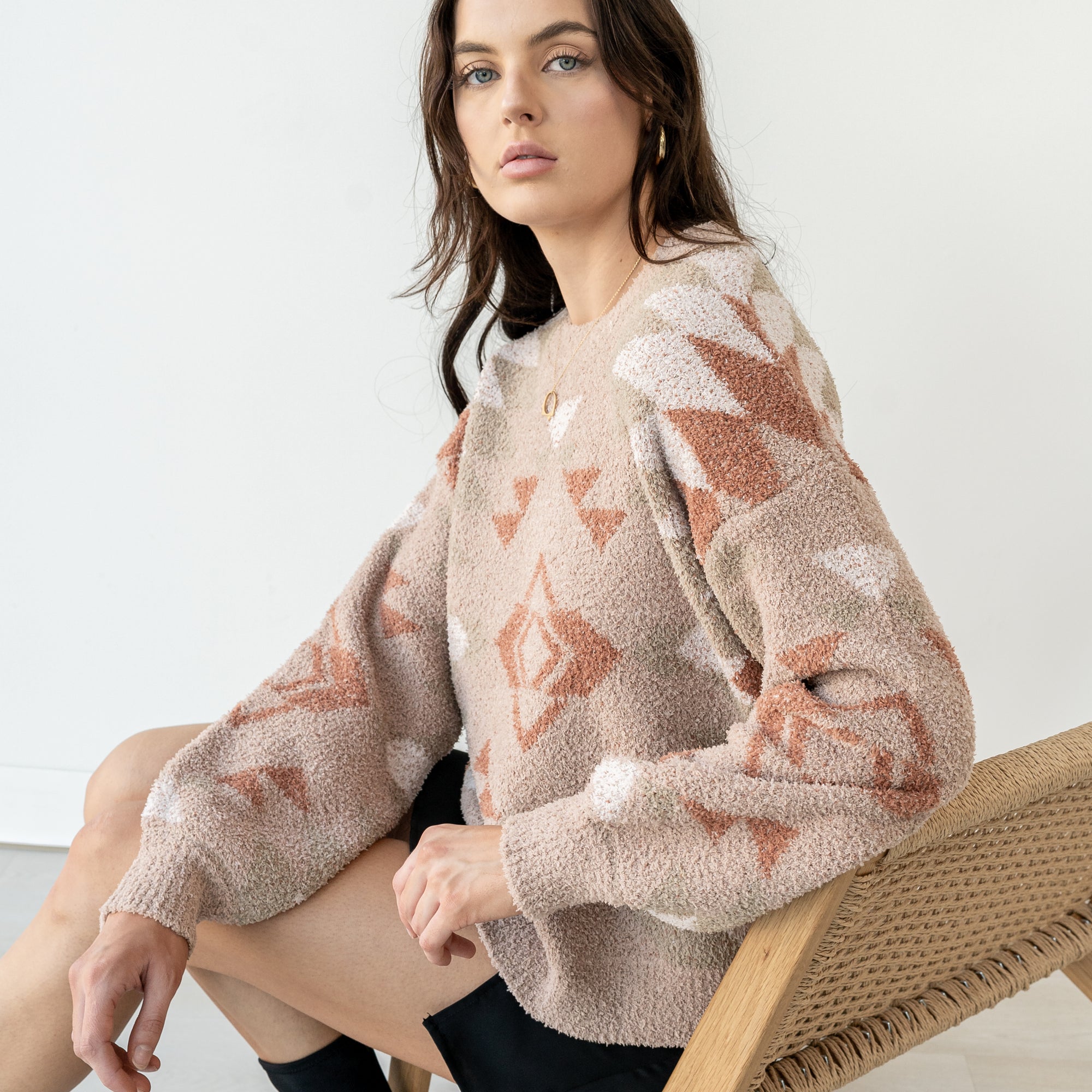 Taupe Patterned 'Cabin' Sweater In Soft Knit