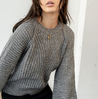 Almost Gone - Heavy Marled Knit Sweater With Bishop Sleeve in Steel Grey