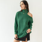 Almost Gone - Cut-Out Neck Design Sweater