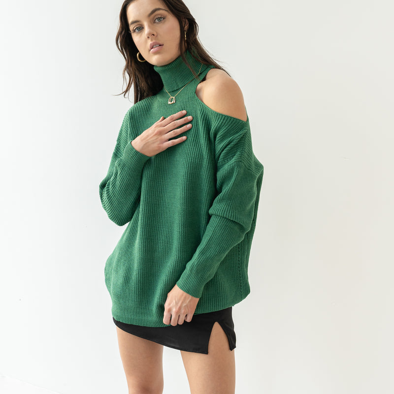 Almost Gone - Cut-Out Neck Design Sweater