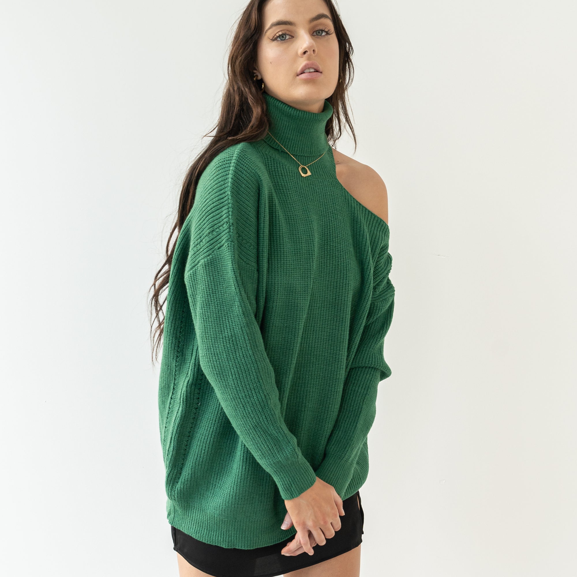 Almost Gone - Cut-Out Neck Design Sweater